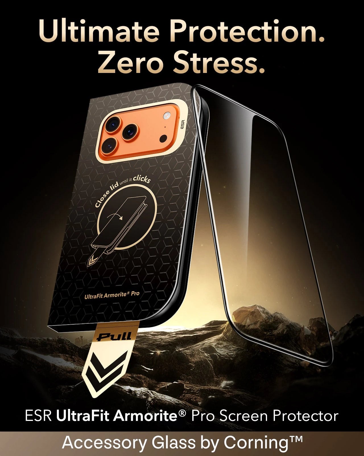 ESR iPhone 17 Pro Max Screen Protector with Corning Glass Ultimate Protection.  Zero Stress.