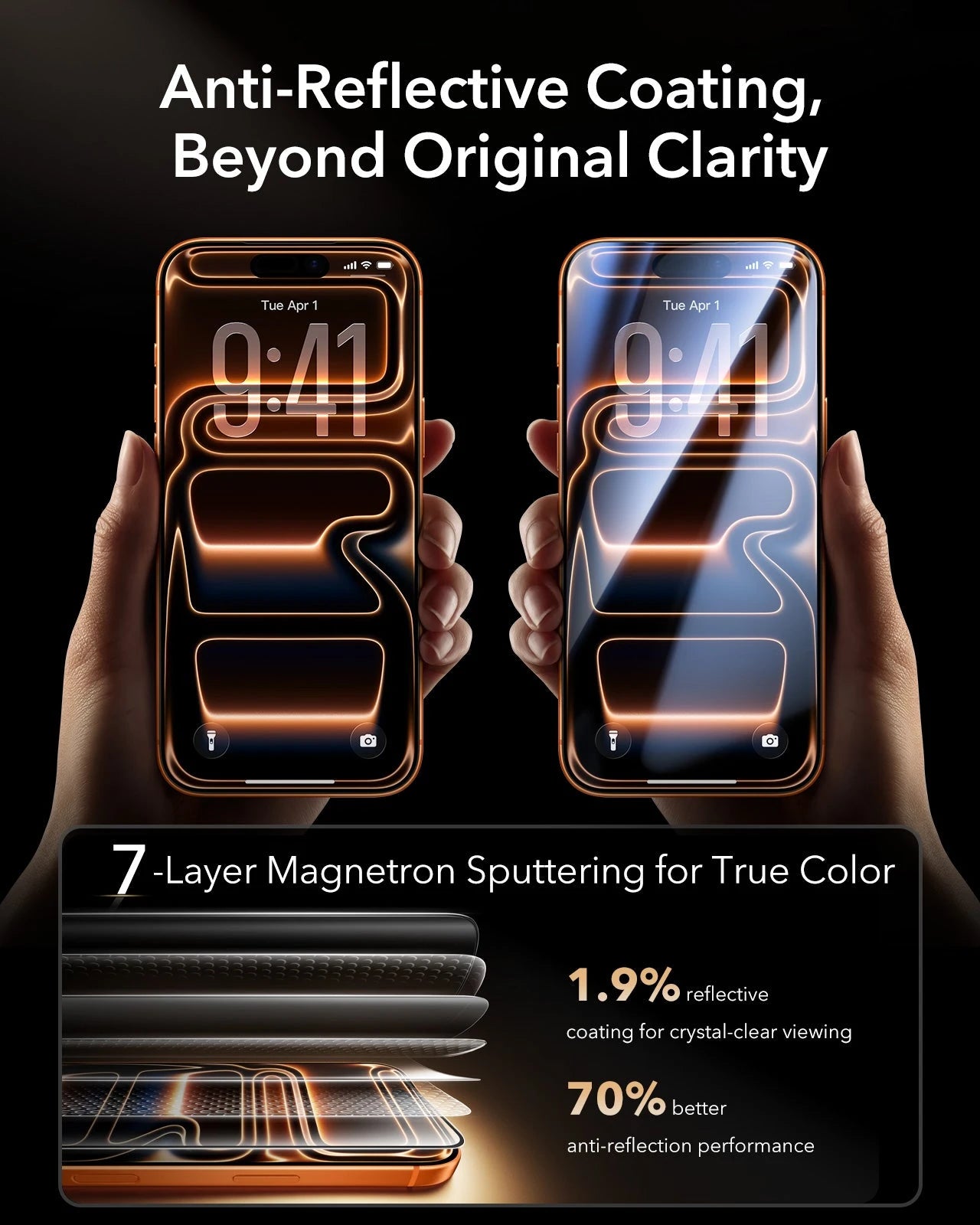 ESR iPhone 17 Pro Max Accessory Glass by Corning Screen Protector  anti-reflective coating beyond original clarity