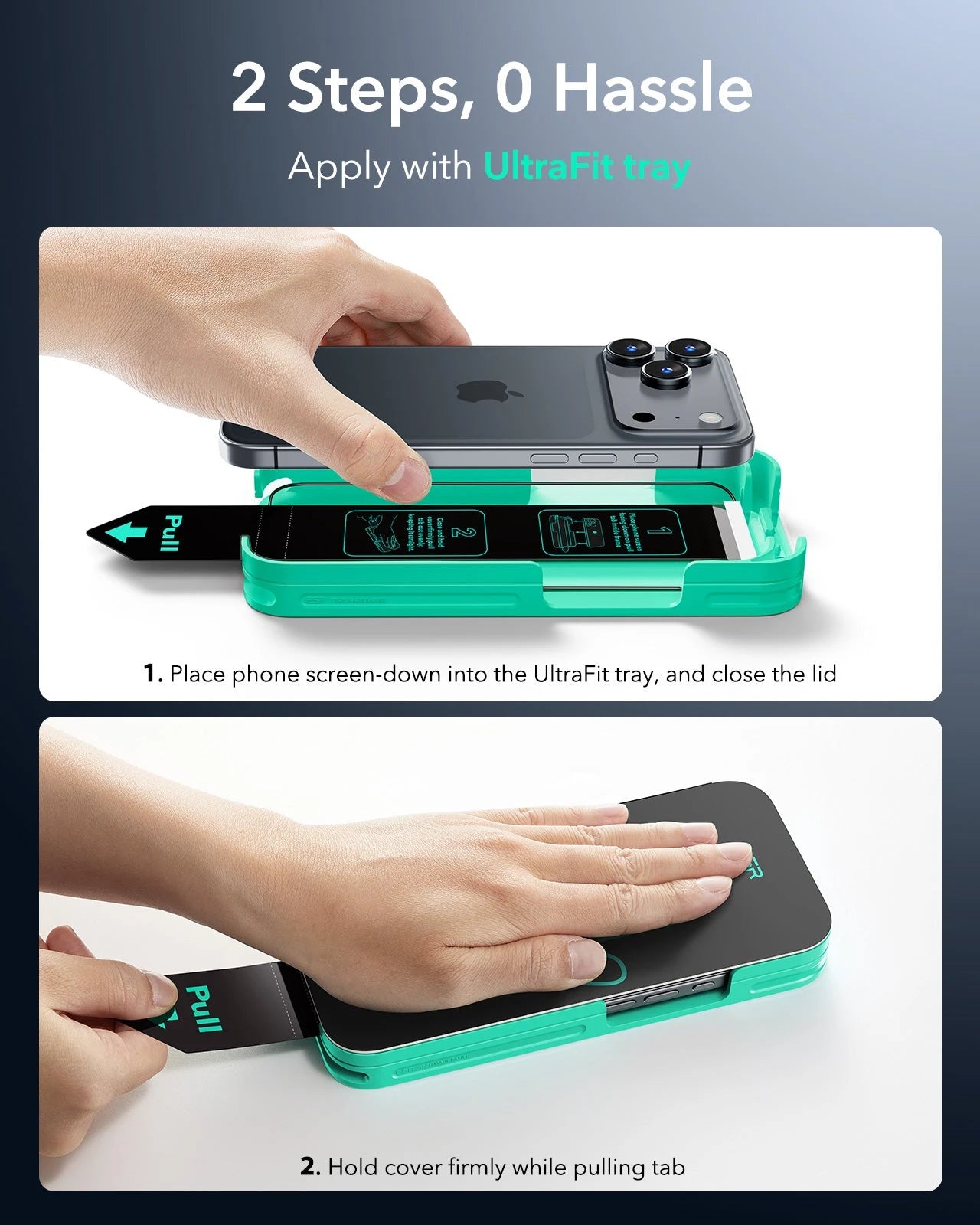 ESR iPhone 17 Pro Max UltraFit Armorite Screen Protector apply with ultrafit tray