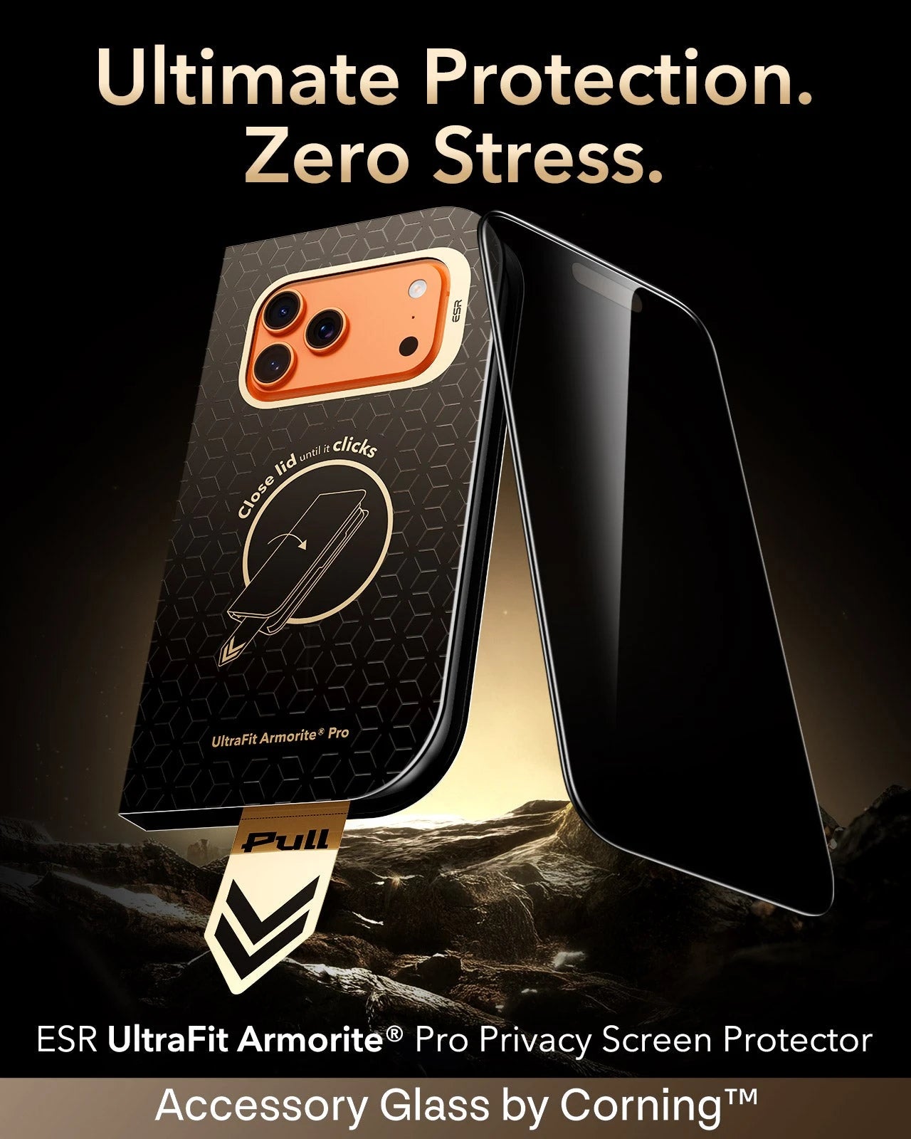 ESR iPhone 17 Pro Privacy Screen Protector with Corning Glass Ultimate Protection.  Zero Stress.