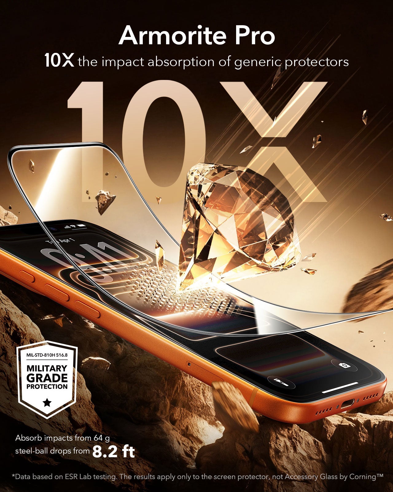 iPhone 17 Pro Accessory Glass by Corning Screen Protector military grade protection 10X the impact absorption of generic protectors