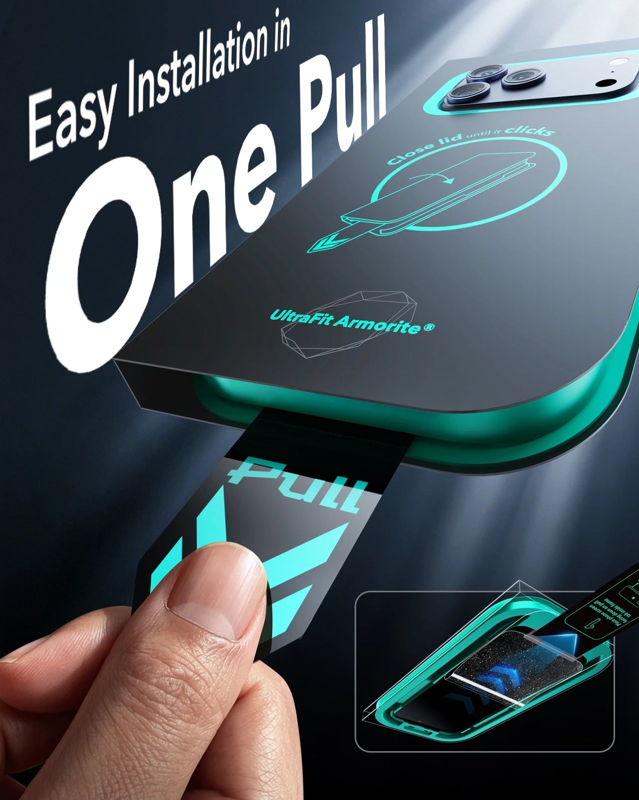 ESR iPhone 17 Pro Screen Protector with Armorite Tempered Glass Easy Installation in One Pull