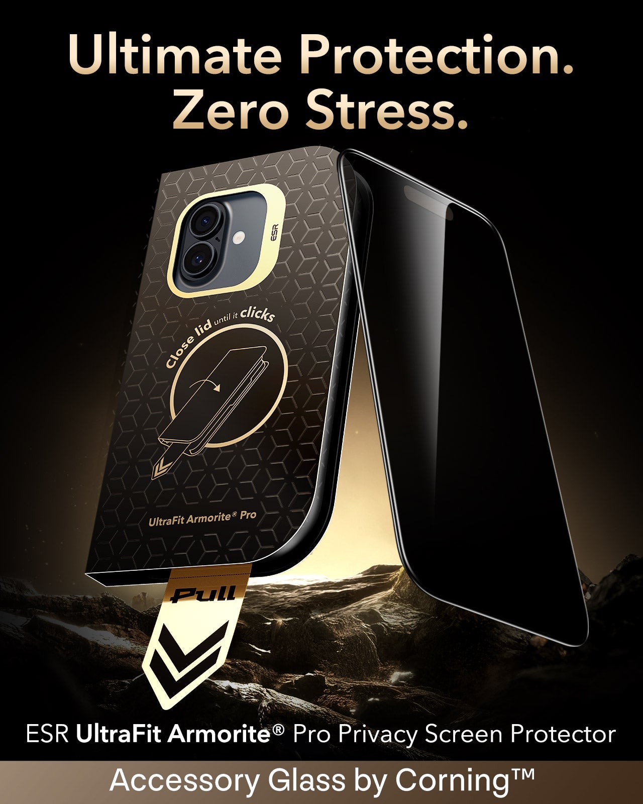 ESR iPhone 17 Privacy Screen Protector with Corning Glass Ultimate Protection.  Zero Stress.