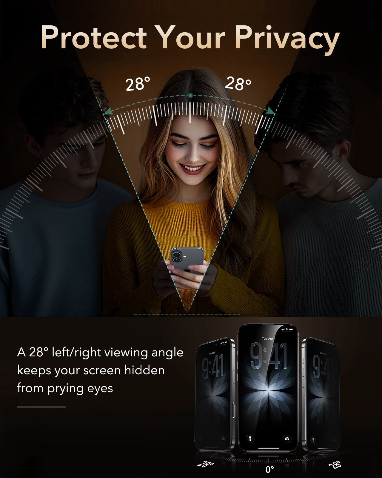 ESR iPhone 17 Privacy Screen Protector with Corning Glass Protect Your Privacy