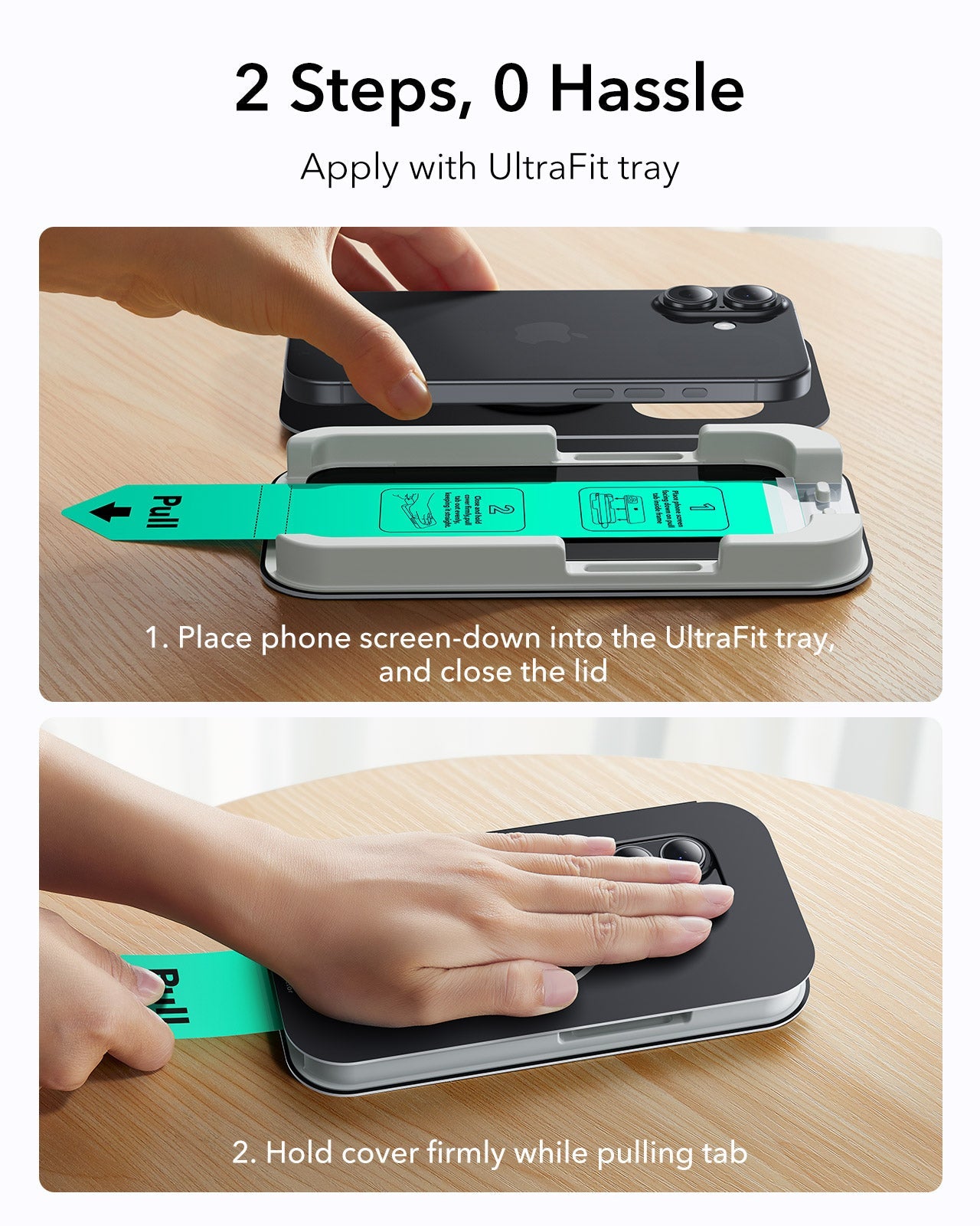 ESR iPhone 17 Tempered Glass Privacy Screen Protector apply with utrafit tray