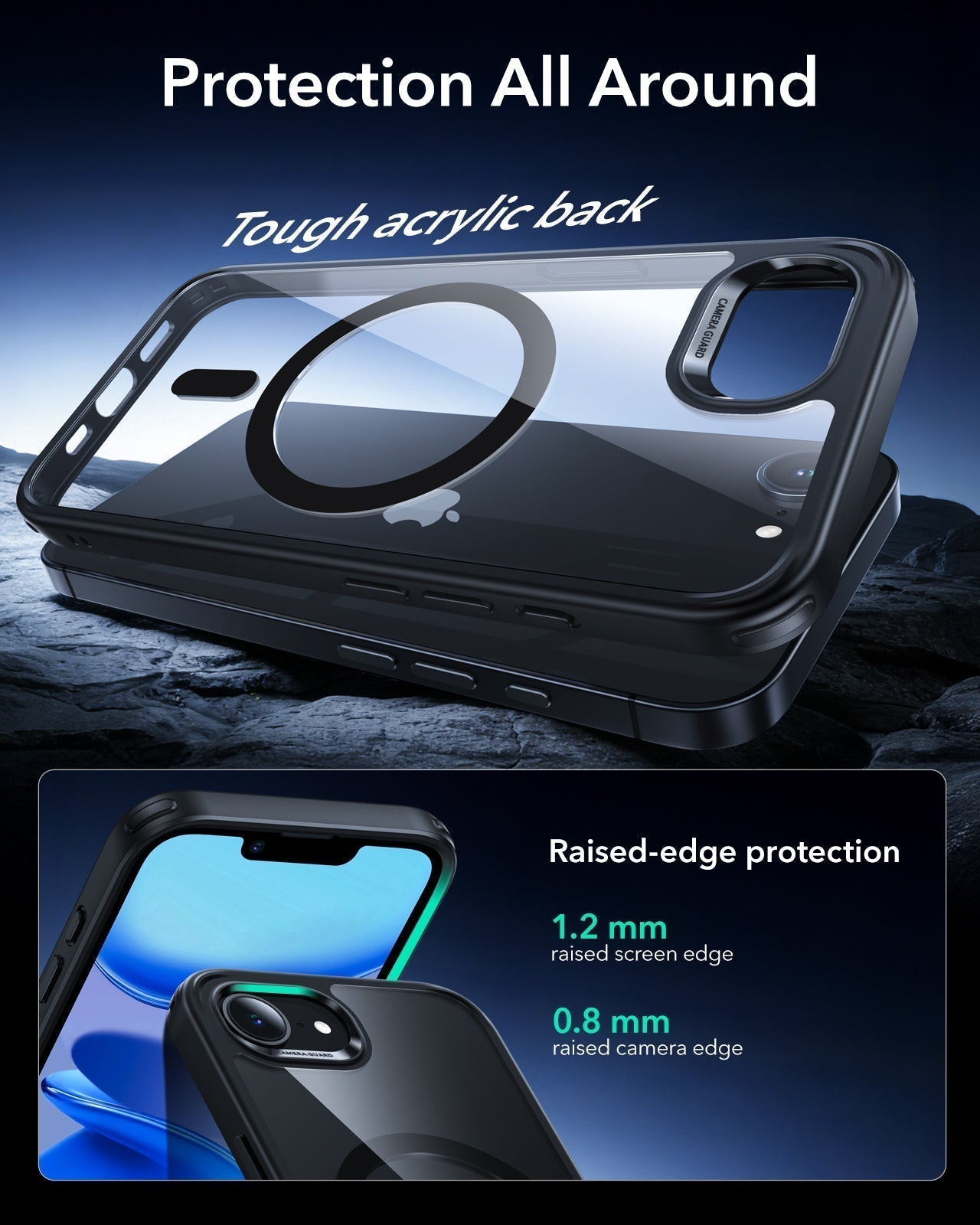 ESR iPhone 17e Classic Hybrid Magsafe Case Clear Black Protection All Around