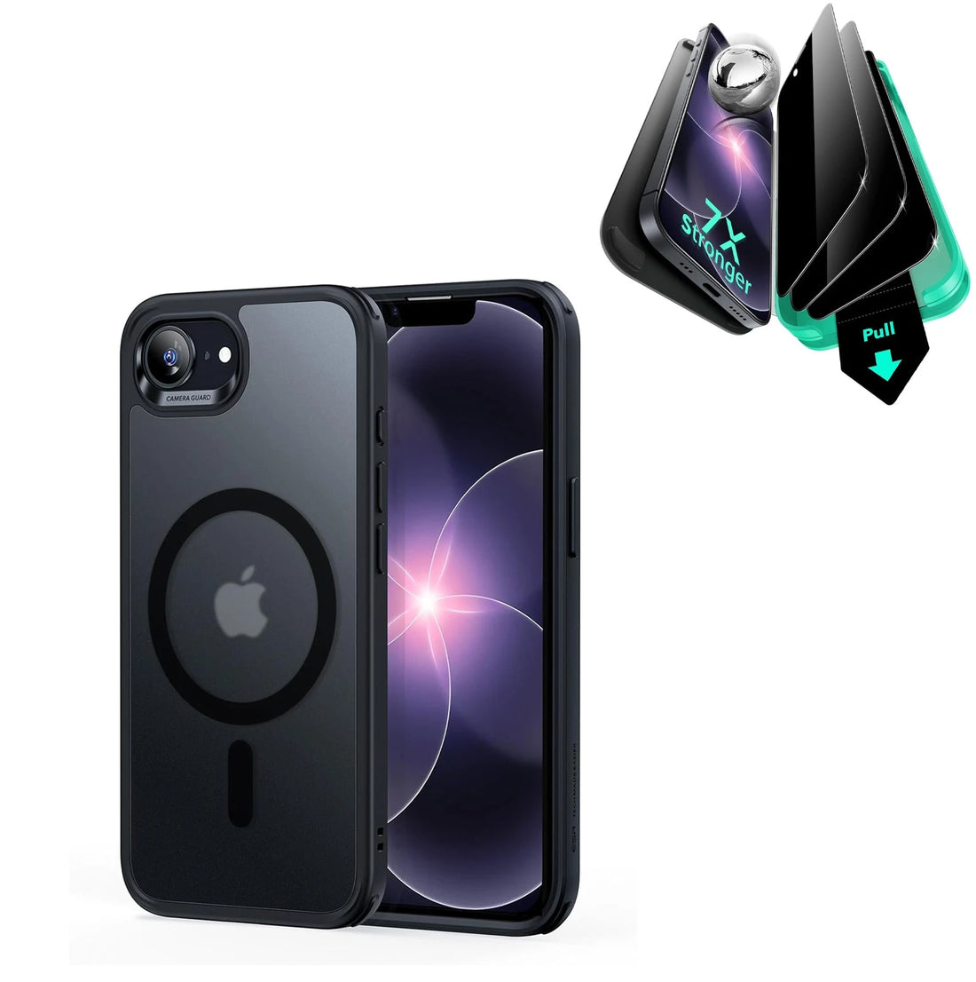 iPhone 17e Classic Hybrid Magsafe Case and Armorite Privacy Screen Protector Frosted Black
