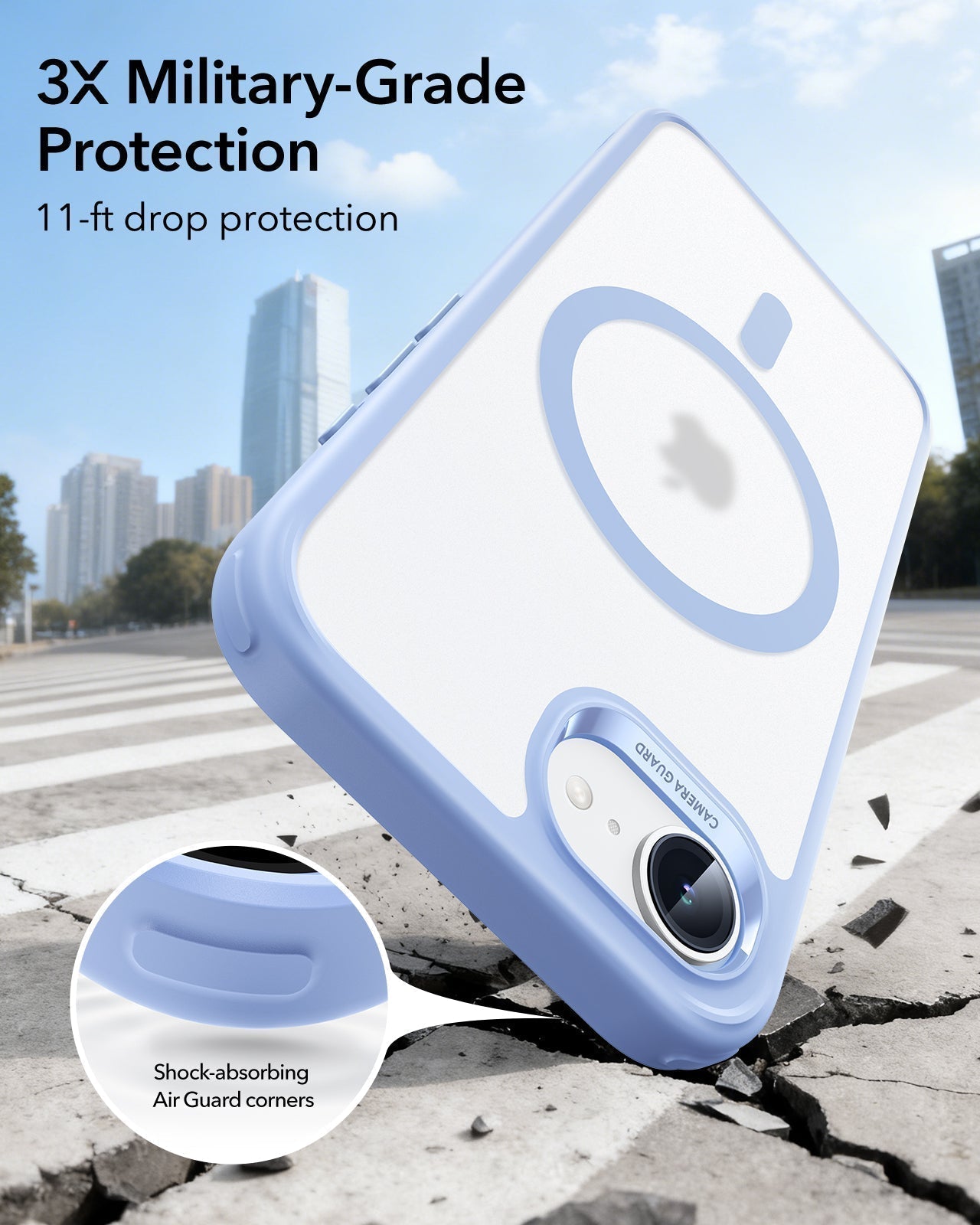 ESR iPhone 17e Classic Hybrid Magsafe Case Frosted Light Blue 3X Military-Grade Protection
