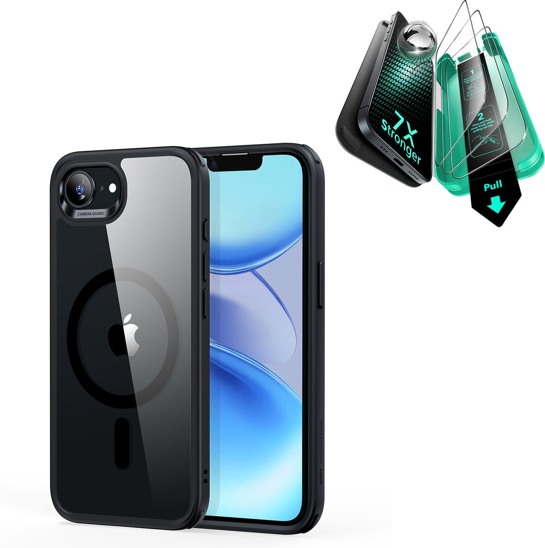  iPhone 17e Classic Hybrid Magsafge Case with Armorite Temepered Glass Screen Protector Clear Black