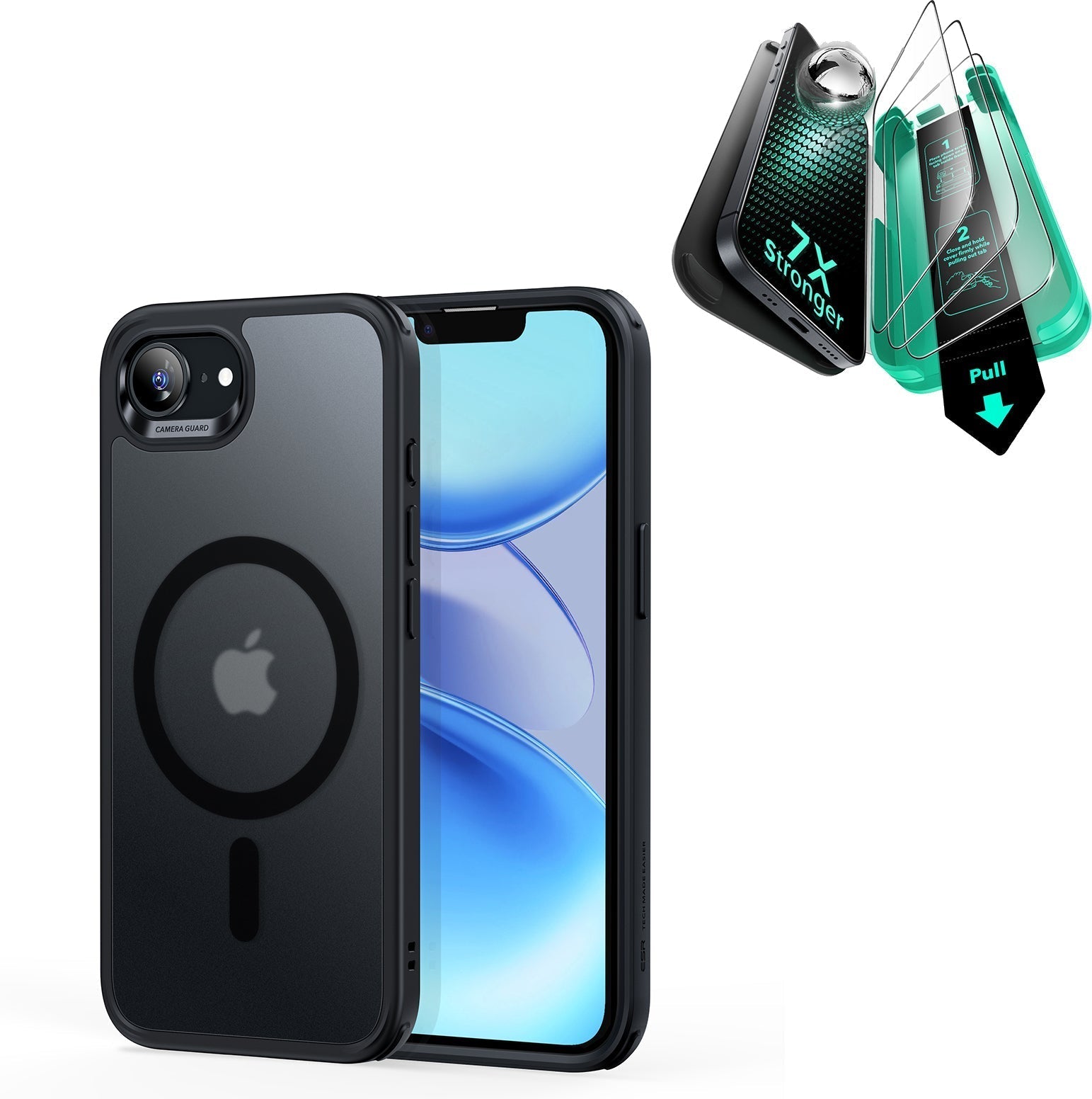  iPhone 17e Classic Hybrid Magsafge Case with Armorite Temepered Glass Screen Protector Frosted Black