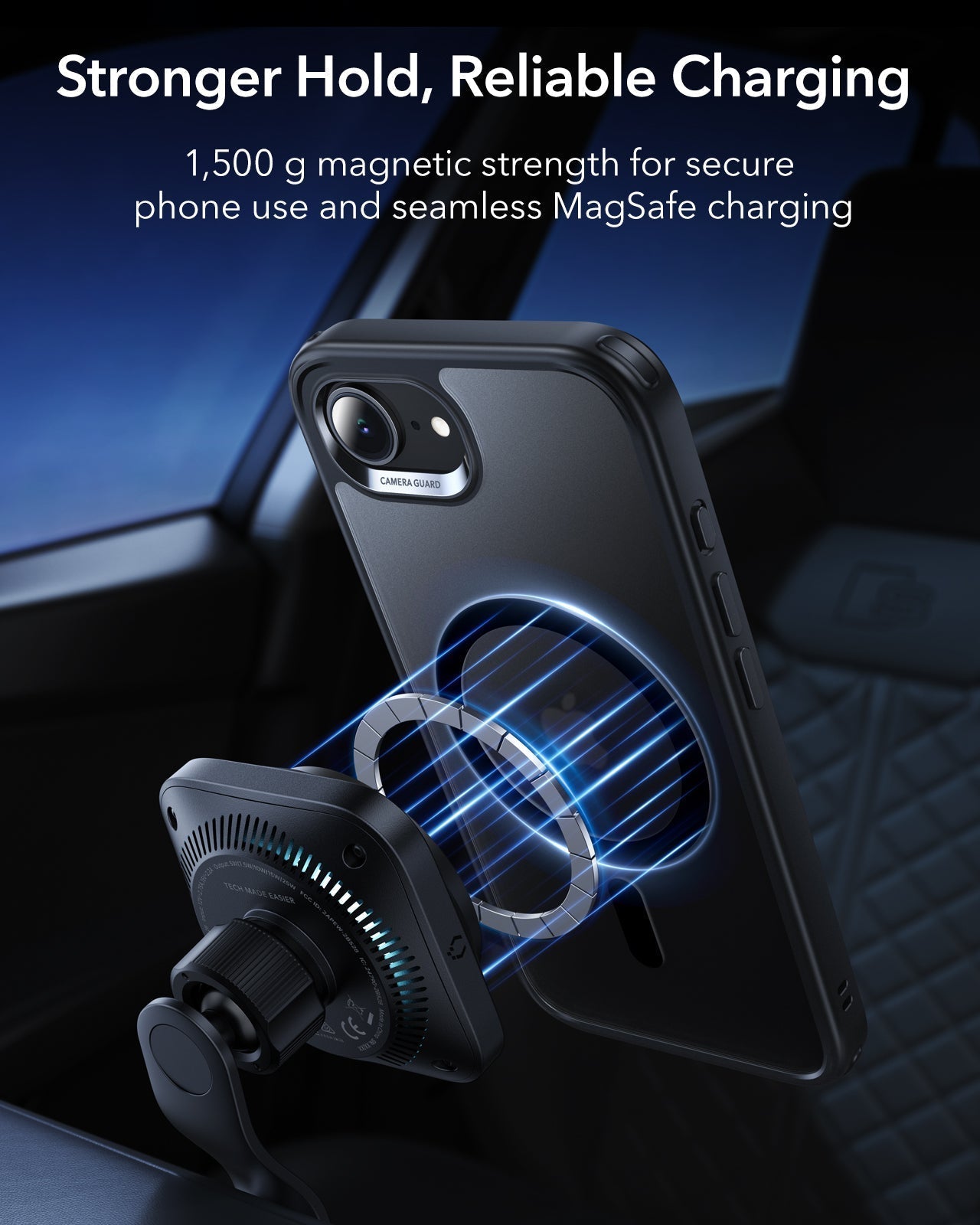 ESR iPhone 17 Classic Hybrid Magsafe Case Frosted Black Stronger Hold, Reliable Charging