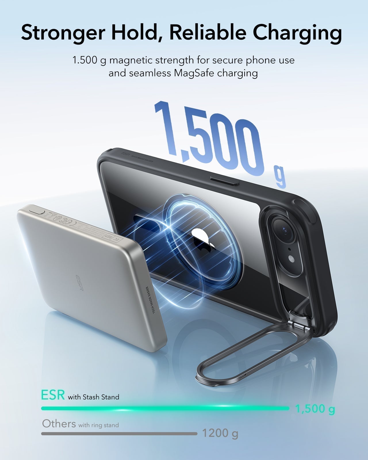 ESR iPhone 17e Classic Hybrid Magsafe Case with Stand Clear Black Stronger Hold, Reliable Charging