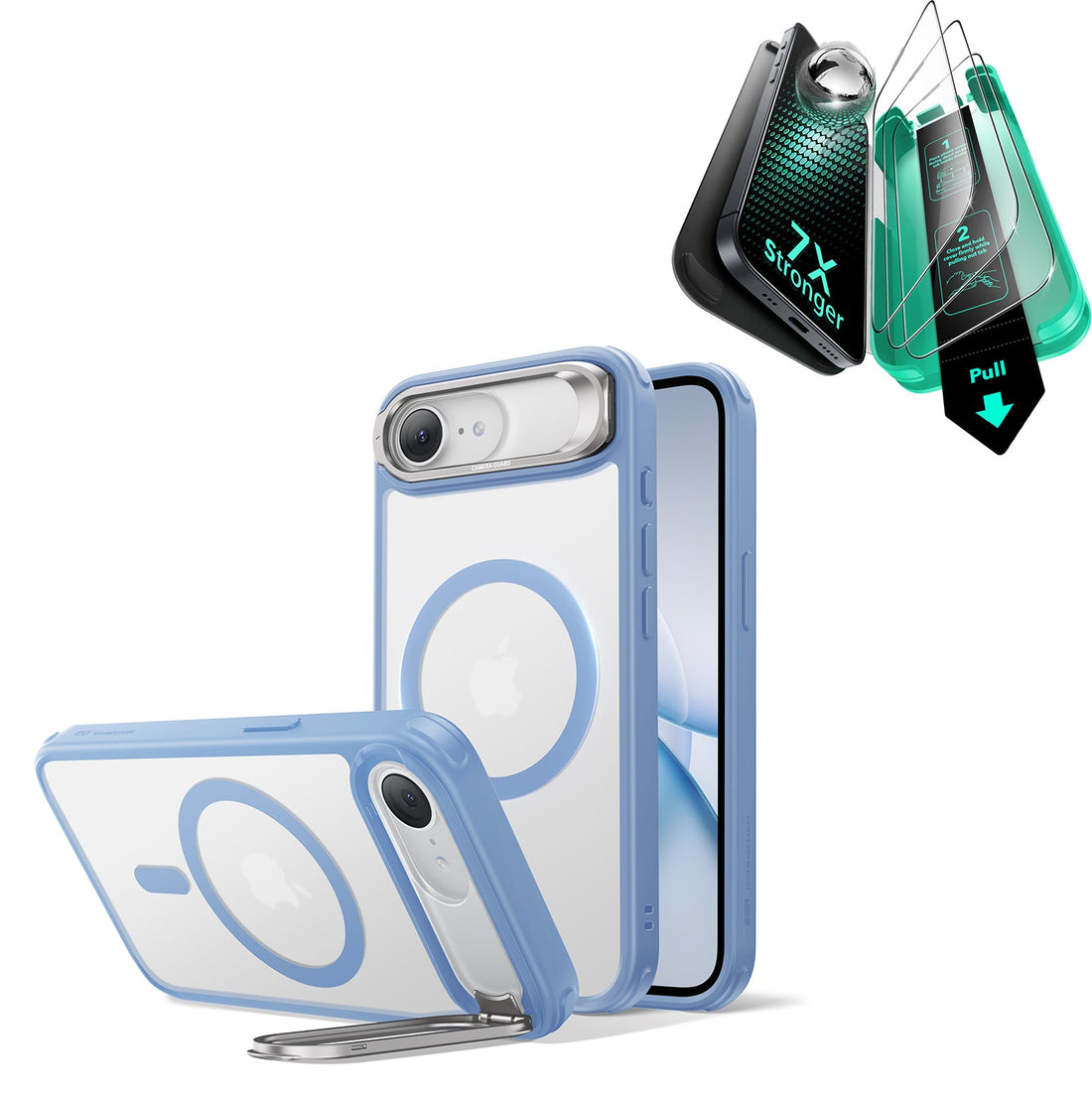 iPhone 17e Classic Hybrid Magsafe Case with Armorite Tempered Glass Screen Protecotr Frosted Light Blue