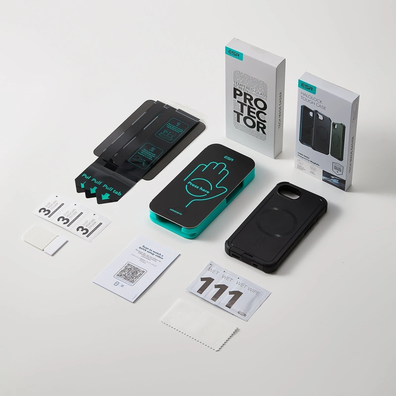 ESR iPhone 17e Cyber Tough Mgsafe Case with Armorite Privacy Screen Protector Set