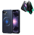  iPhone 17e Cyber Tough Mgsafe Case with Armorite Privacy Screen Protector  Navy Blue