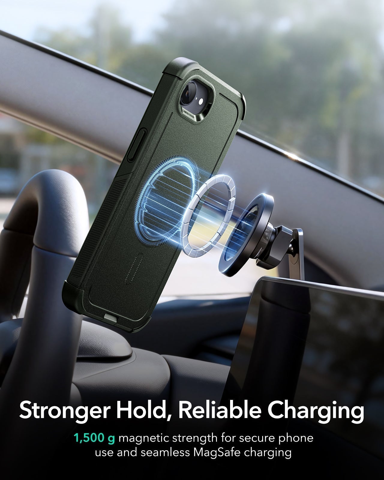 ESR iPhone 17e Cyber Tough Magnetic Case Green Stronger Hold, Reliable Charging