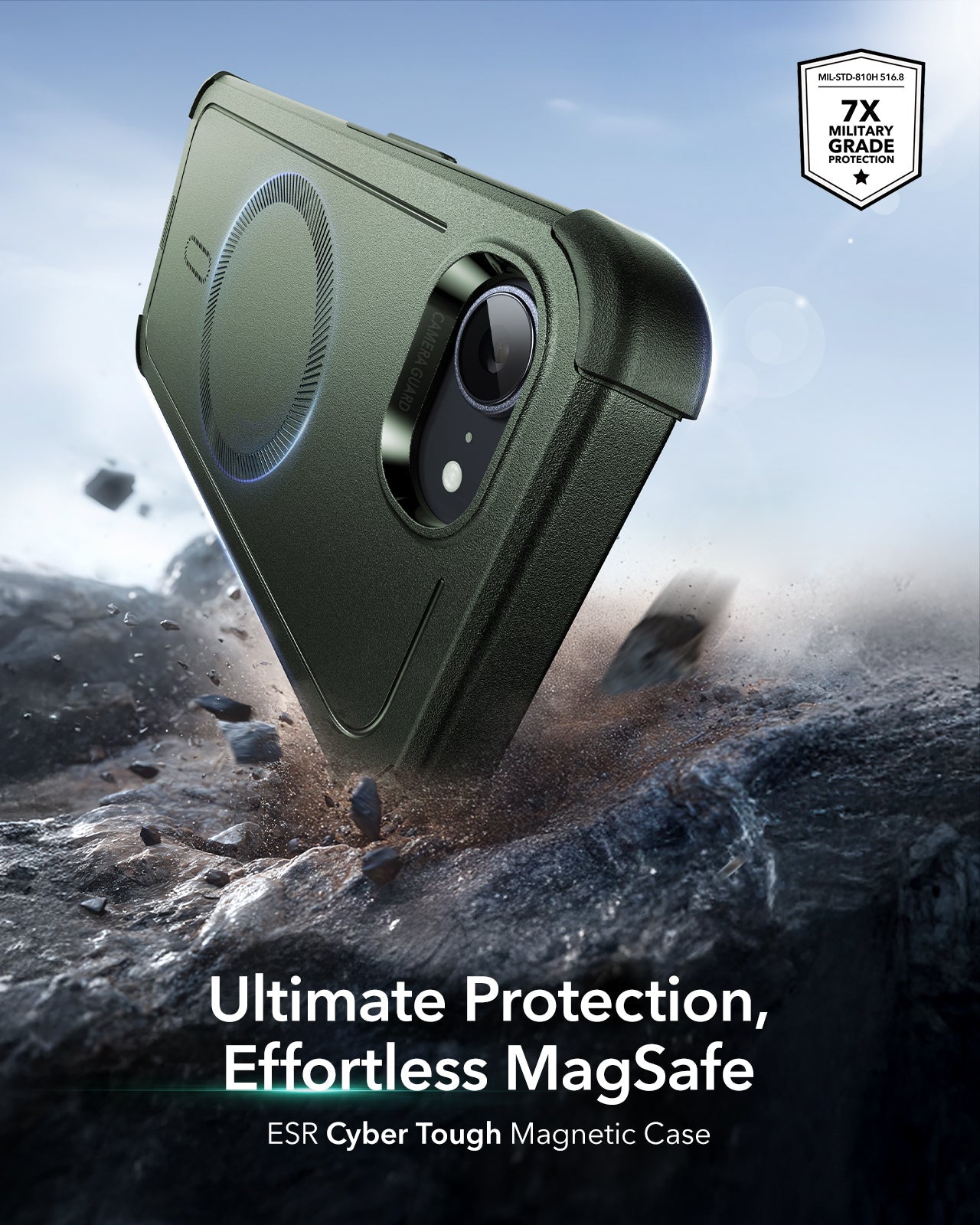 ESR iPhone 17e Cyber Tough Magnetic Case Green Ultimate Protection Effortless MagSafe