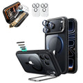 Clear Black iPhone 18 Pro Magsafe Slim Phone Case with Stand pair corning glass screen protector and camera lens protector