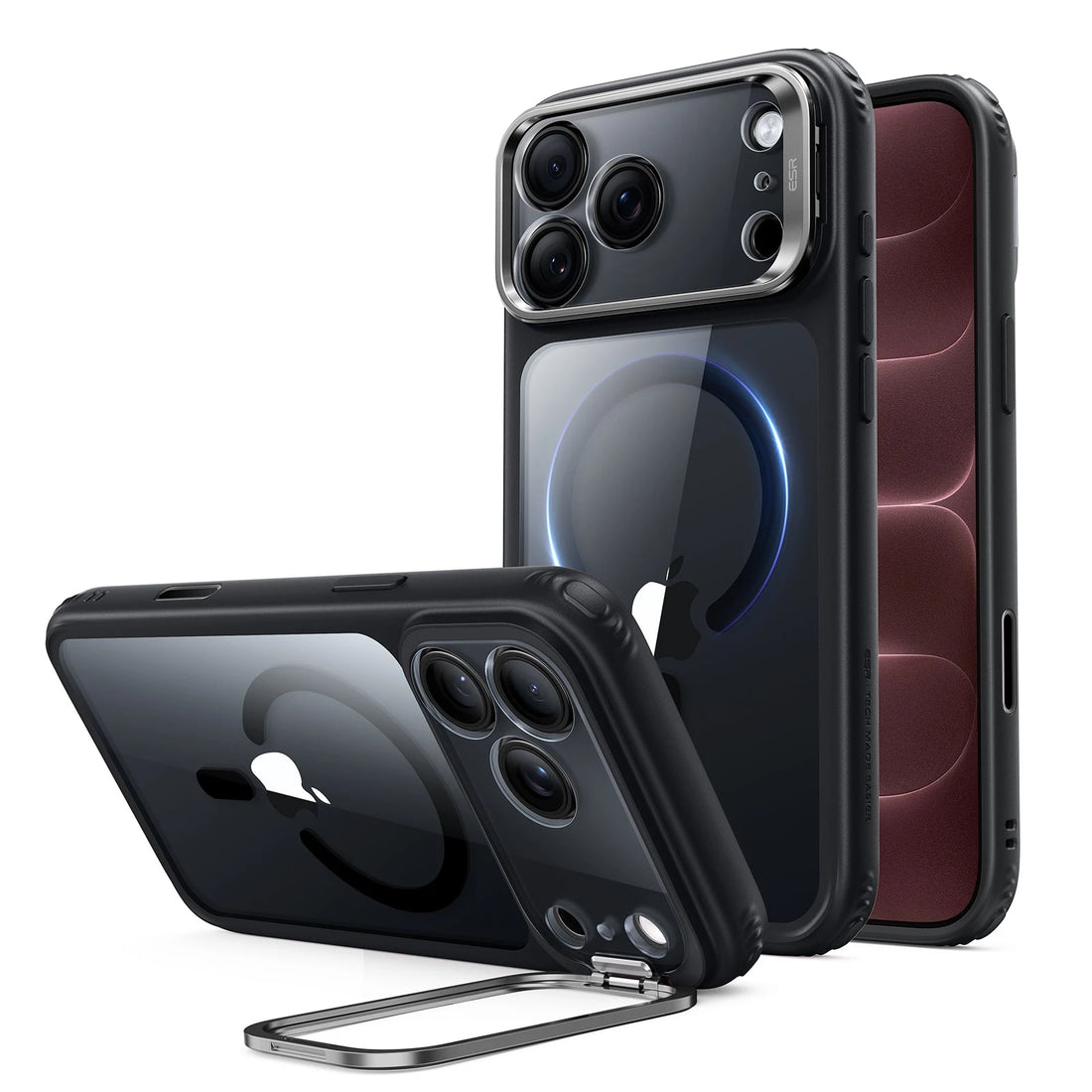 Clear Black iPhone 18 Pro Magsafe Slim Phone Case with Stand 