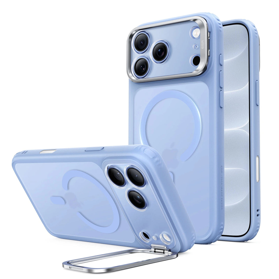 Frosted Misty Blue iPhone 18 Pro Magsafe Slim Phone Case with Stand