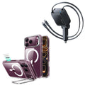 iPhone 18 Pro Classic Hybrid Magnetic Case with Camera Control and Flex Stand, Plus Xtend 100W Retractable Car Charger Bundle - Clear