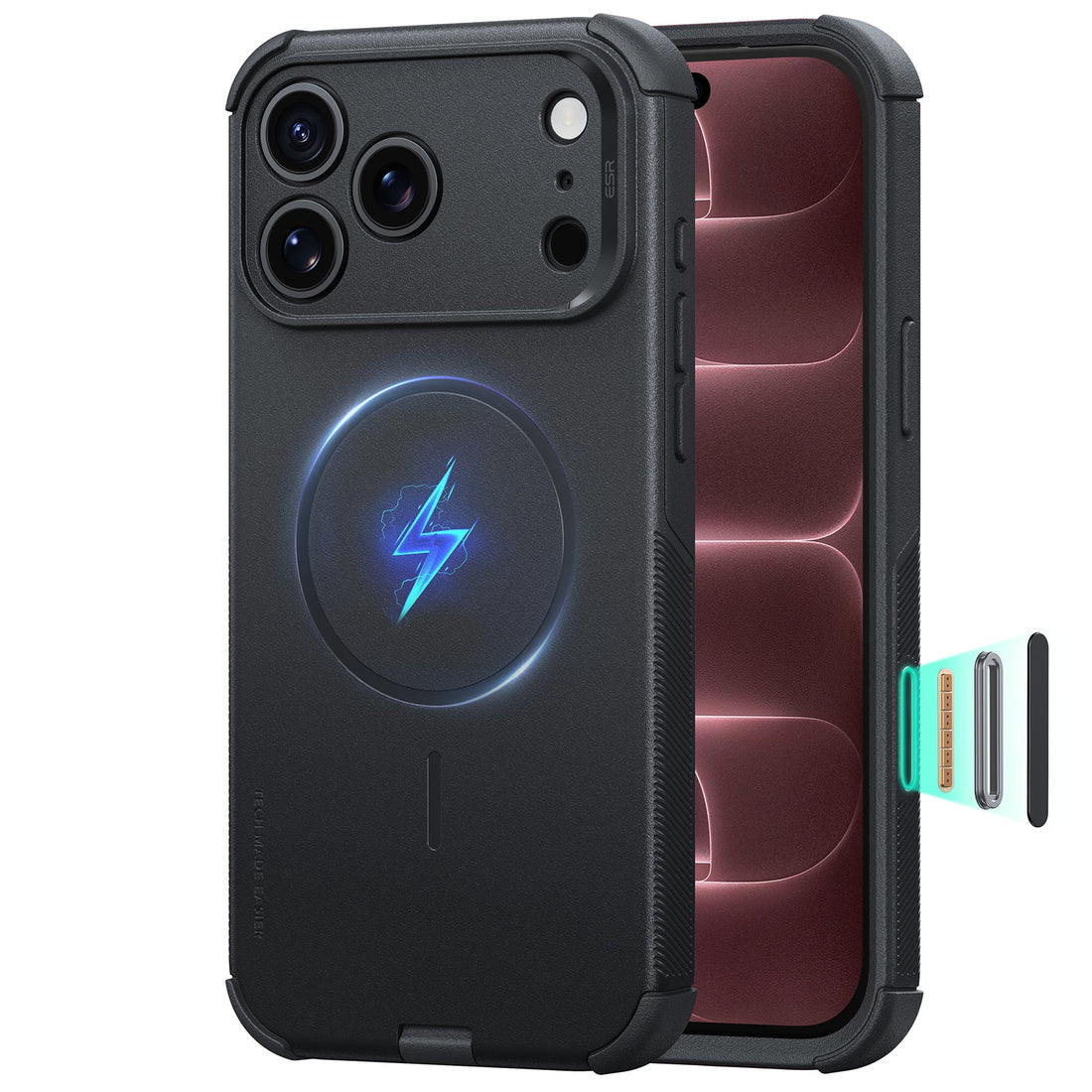 Black iPhone 18 Pro Case Tough Phone Case with Magsafe