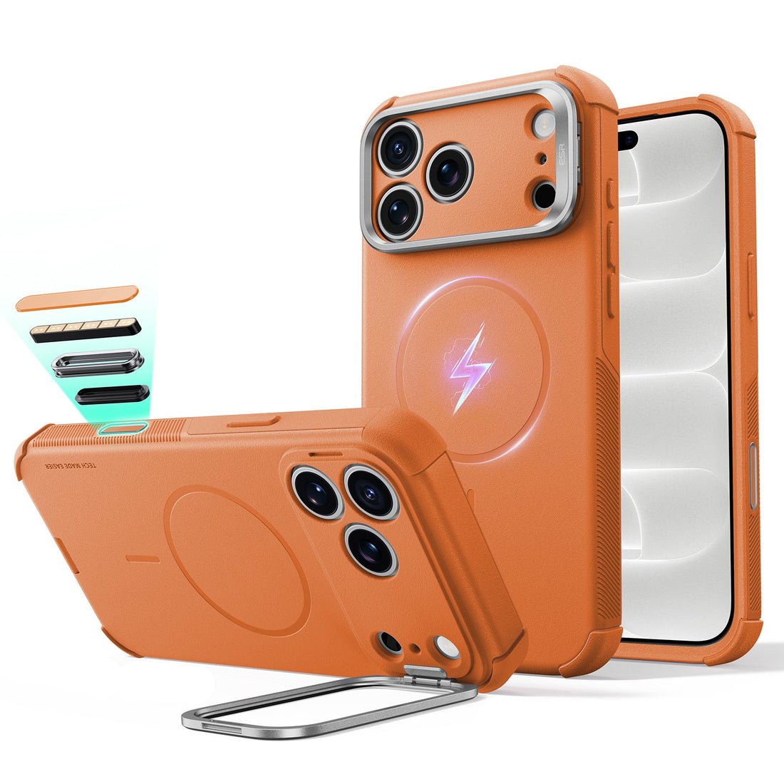 Orange iPhone 18 Pro Tough Phone Case Magsafe with Stand 
