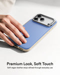 Misty Blue Vegan Leather iPhone 18 Pro Max Magsafe Case with Stand Premium Look, Soft Touch