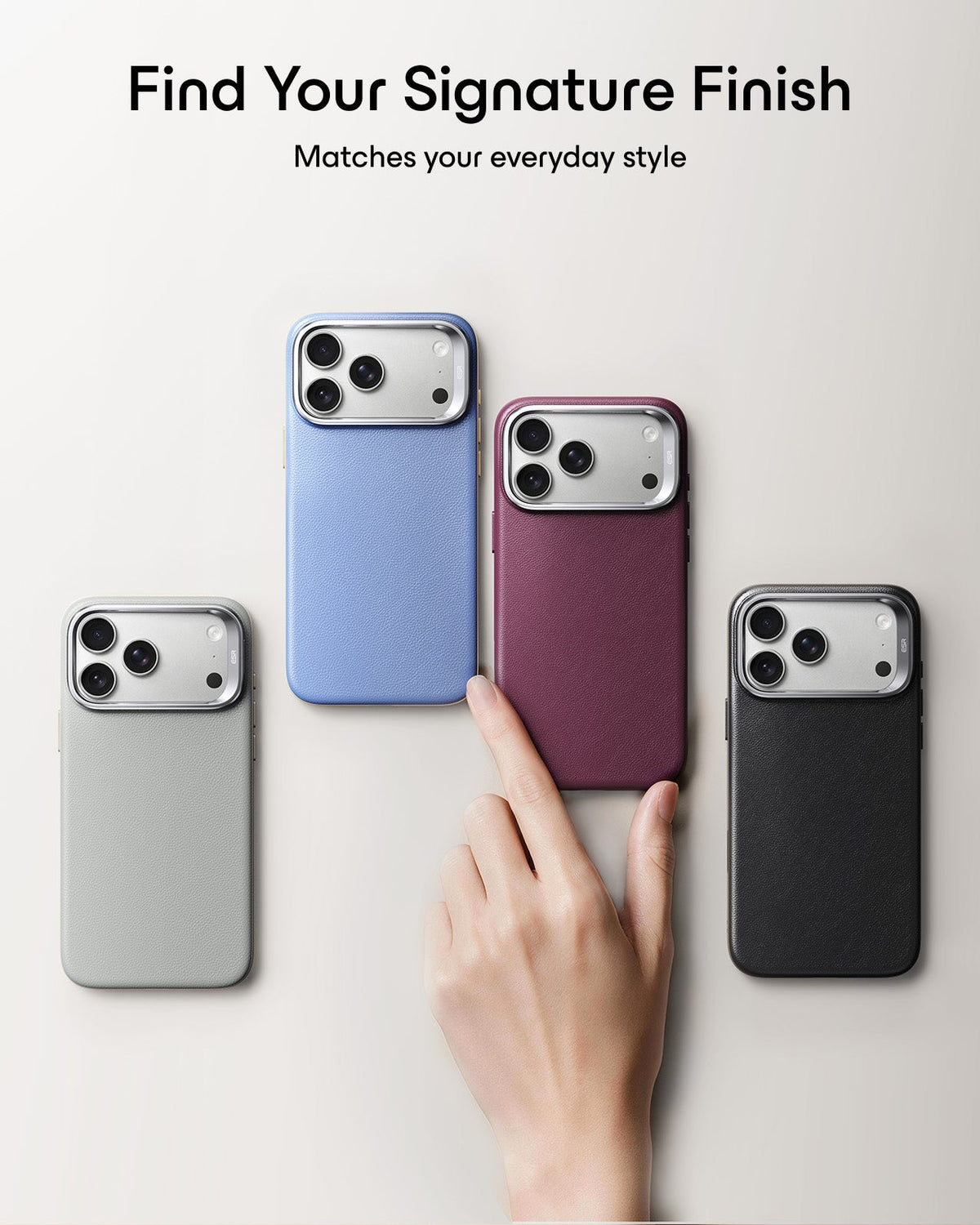 Misty Blue Vegan Leather iPhone 18 Pro Max Magsafe Case with Stand  Find Your Signature Finish