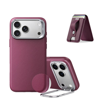iPhone 18 Pro Max Atelier Silicone Leather Magnetic Case with Camera Control and Flex Stand, Plus Geo Wallet Stand Bundle