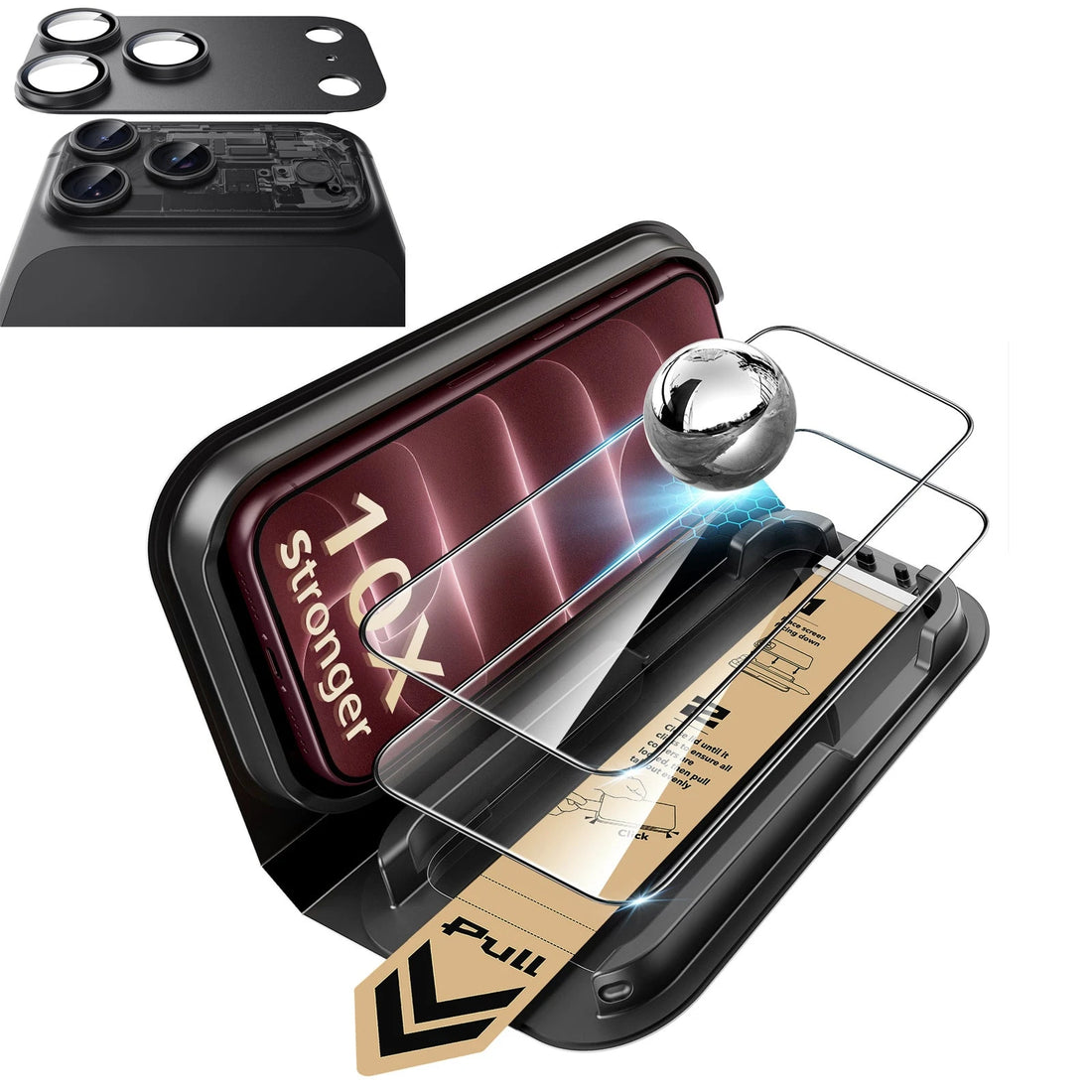 Black iPhone 18 Pro Max Corning Glass Screen Protector with Full Coverage Camera Lens Protector