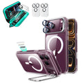 Clear iPhone 18 Pro Max Magsafe Slim Phone Case with Stand pair tempered glass screen protector and camera lens protector