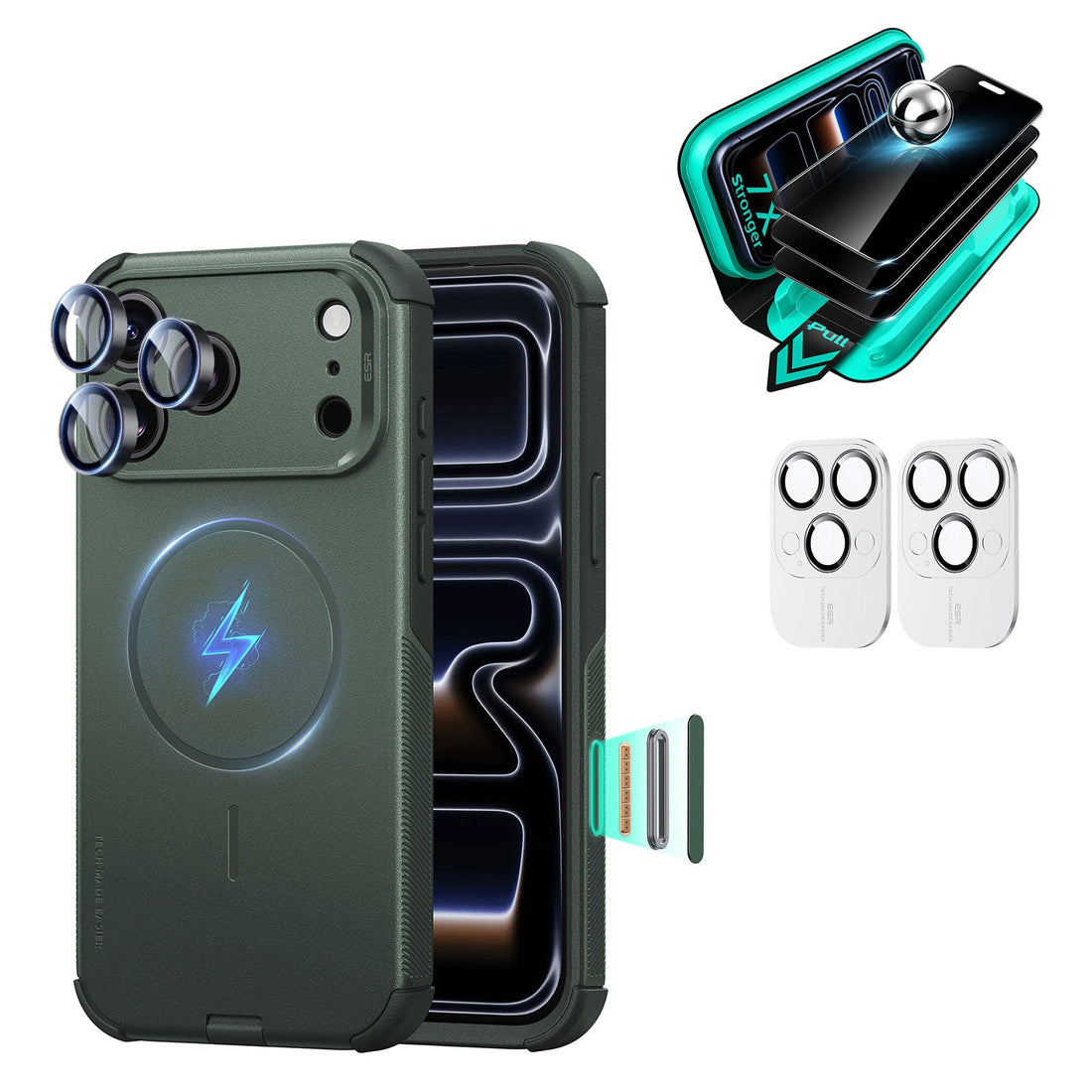 iPhone 18 Pro Max Bundle Cyber Tough Magnetic Case & Armorite®️ Privacy Screen Protector - Olive Green ESR ESR