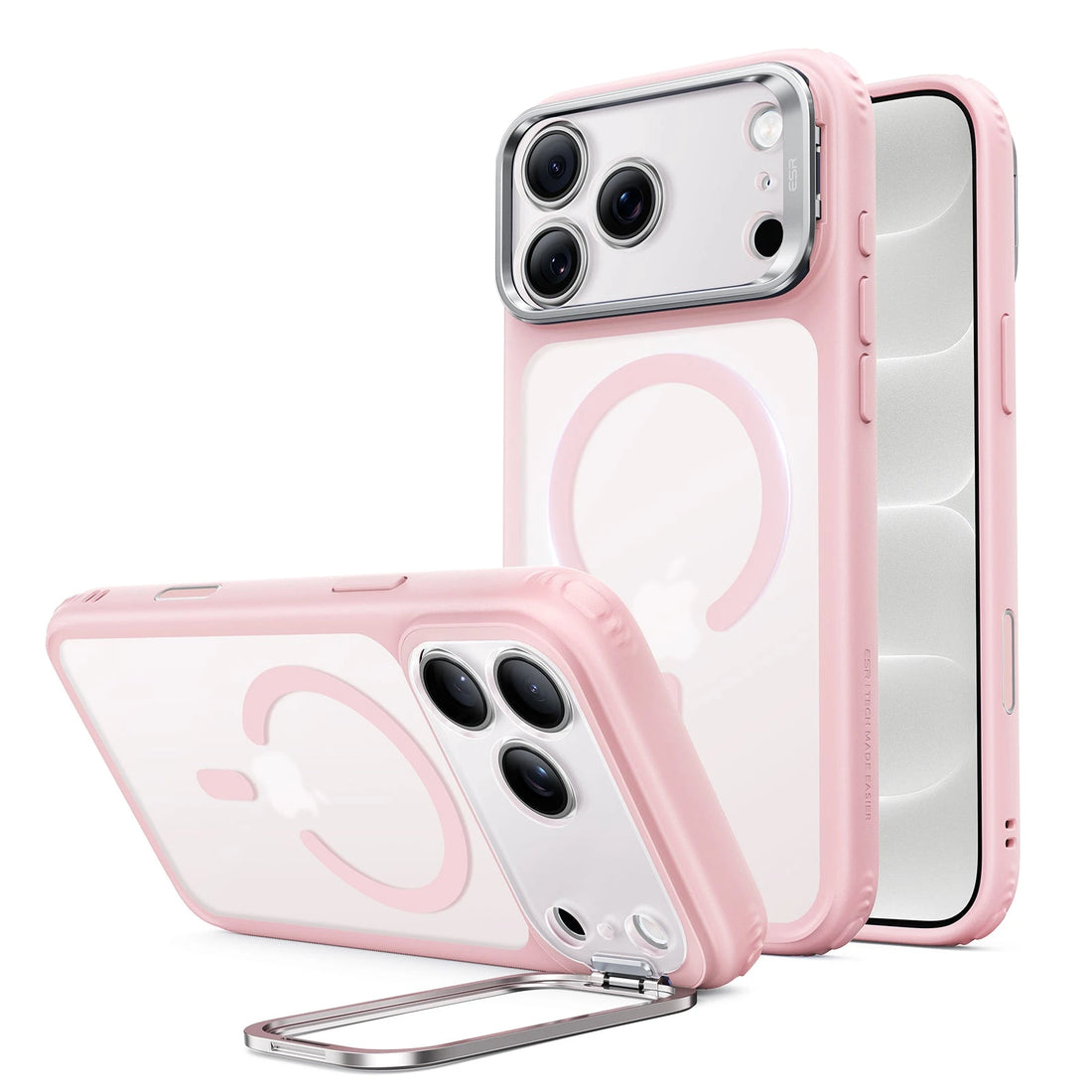 Frosted Pink iPhone 18 Pro Max Magsafe Slim Phone Case with Stand