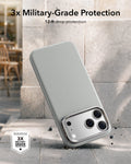 ESR Light Gray Leather iPhone 18 Pro Magsafe Case with Stand 3x Military-Grade Protection