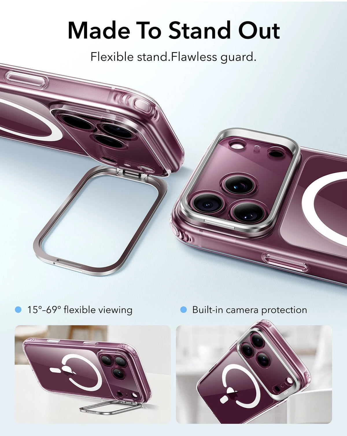 ESR Clear iPhone 18 Pro Max Magsafe Slim Phone Case with Stand Made To Stand Out