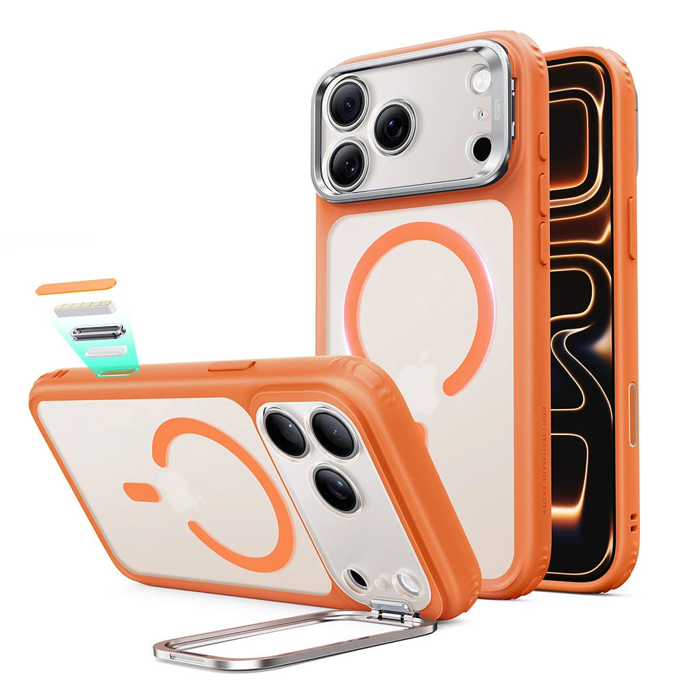 Frosted Orange iPhone 18 Pro Magsafe Slim Phone Case with Stand