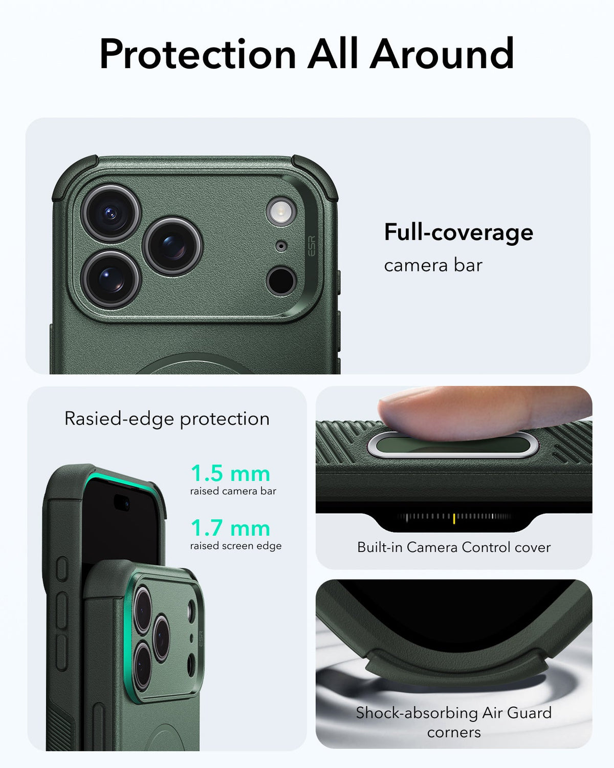 ESR Olive Green iPhone 18 Pro Case Tough Phone Case with Magsafe For Life's Greatest Hits