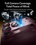 ESR Deep Burgundy iPhone 18 Pro Max Corning Glass Camera Lens Protector Tough metal frame protects your camera system from scratches