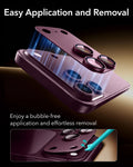 ESR Deep Burgundy iPhone 18 Pro Max Corning Glass Camera Lens Protector Easy Application and Removal