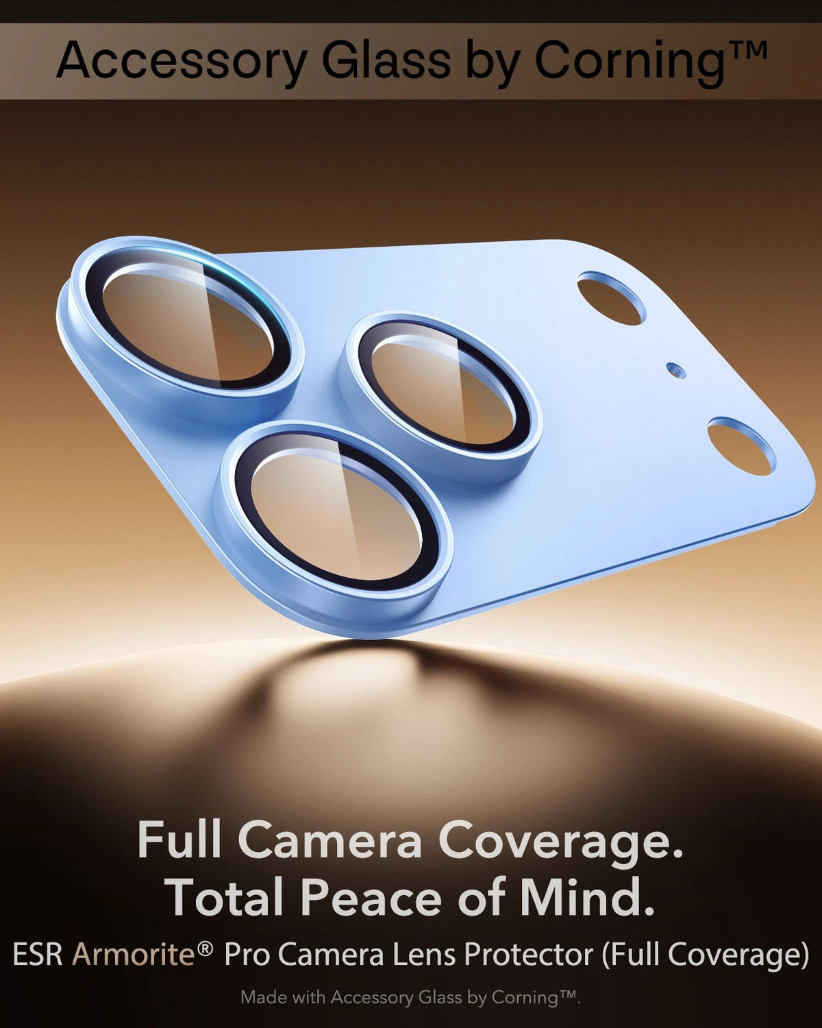 ESR Misty Blue iPhone 18 Pro Max Corning Glass Camera Lens Protector Full Camera Coverage.  Total Peace of Mind.