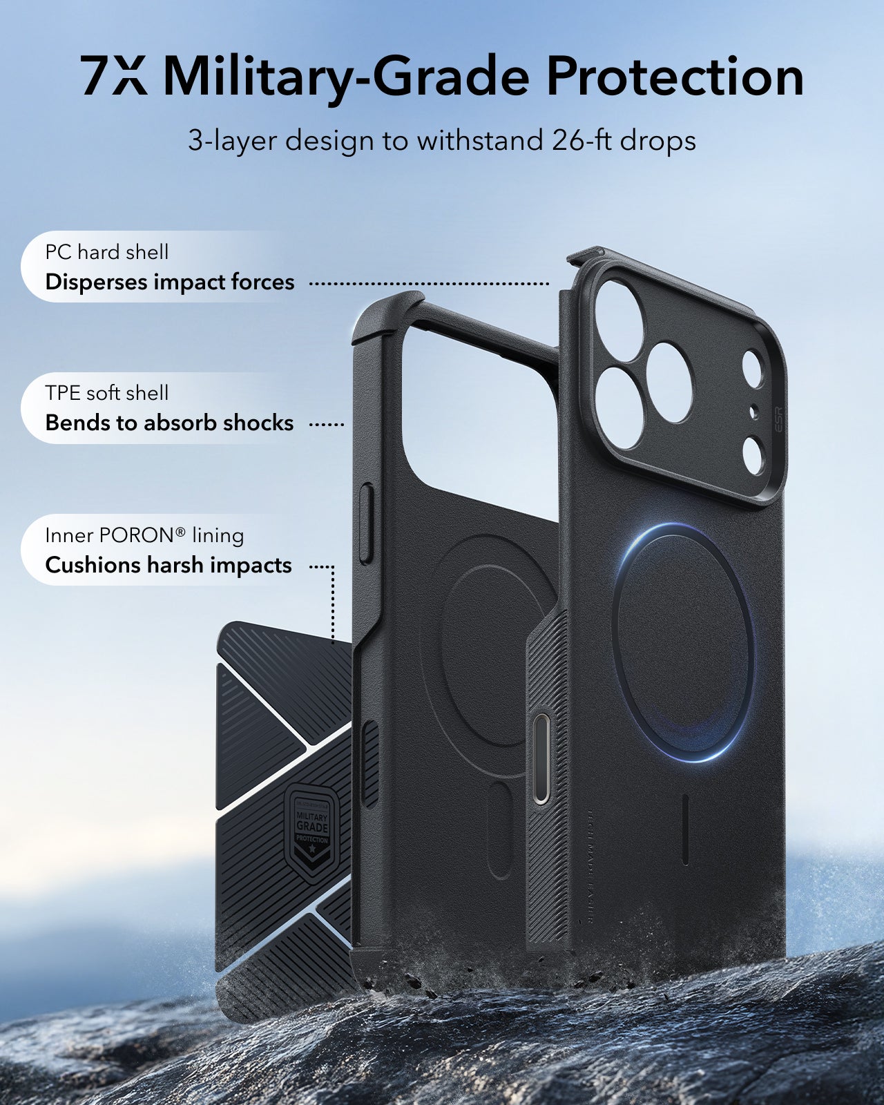 iPhone 18 Pro Max Cyber Tough Magnetic Case with Camera Control - Blac