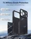 Black iPhone 18 Pro Max Case Tough Phone Case with Magsafe  7X Military-Grade Protection