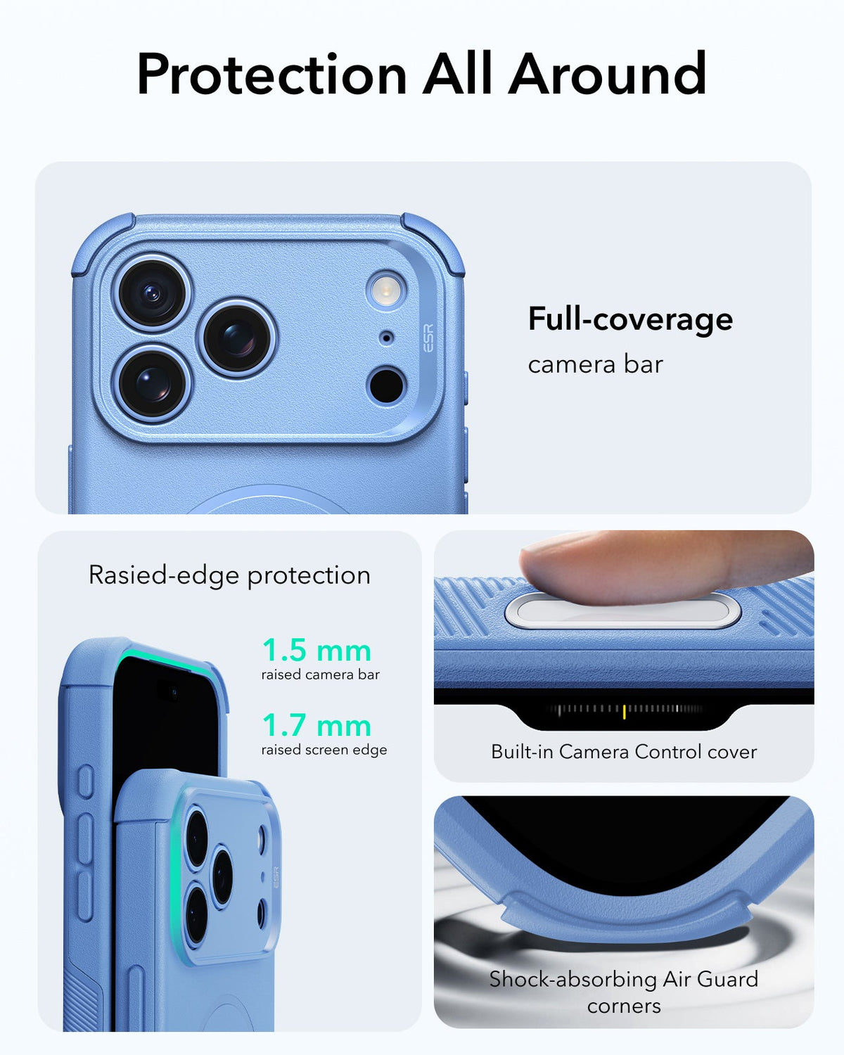 ESR Misty Blue iPhone 18 Pro Max Case Tough Phone Case with Magsafe Protection All Around