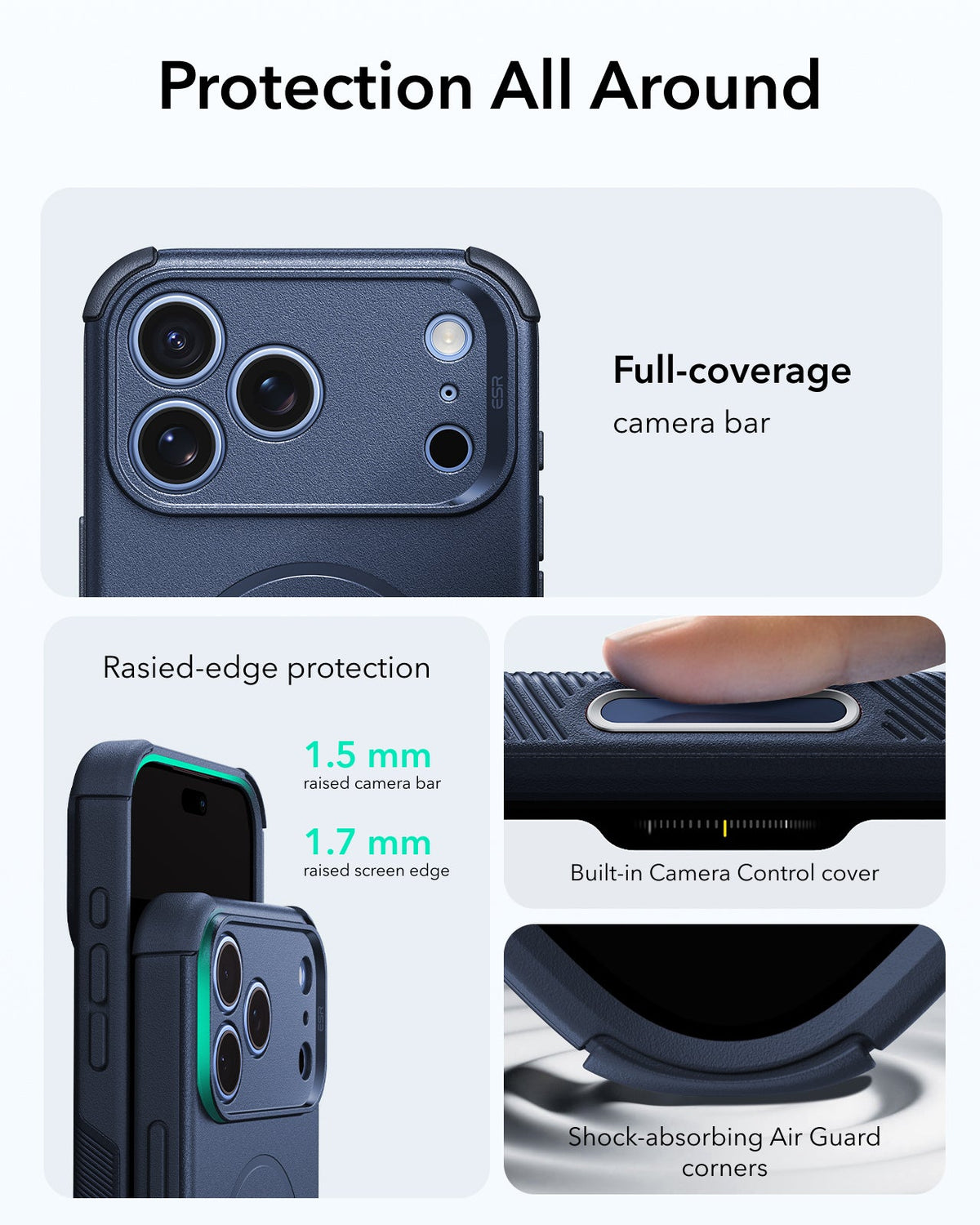 ESR Navy Blue iPhone 18 Pro Max Case Tough Phone Case with Magsafe Protection All Around