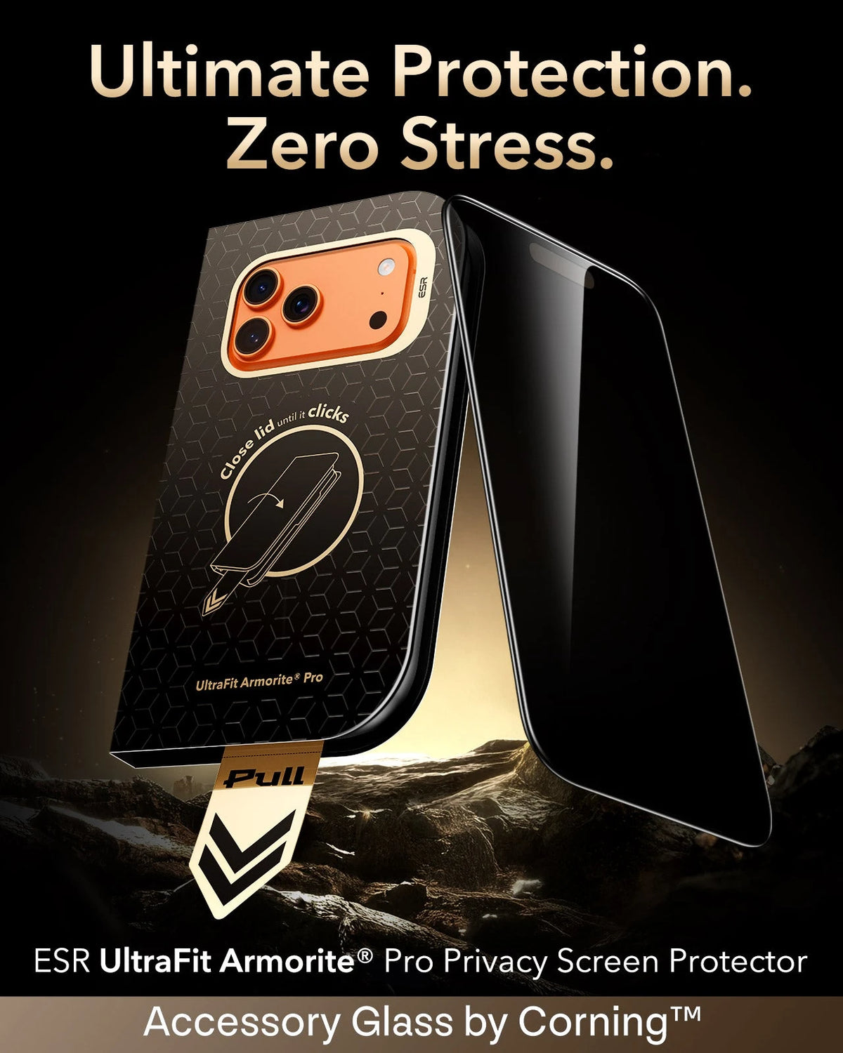 ESR iPhone 18 Pro Max Corning Glass Privacy Screen Protector Ultimate Protection.  Zero Stress.