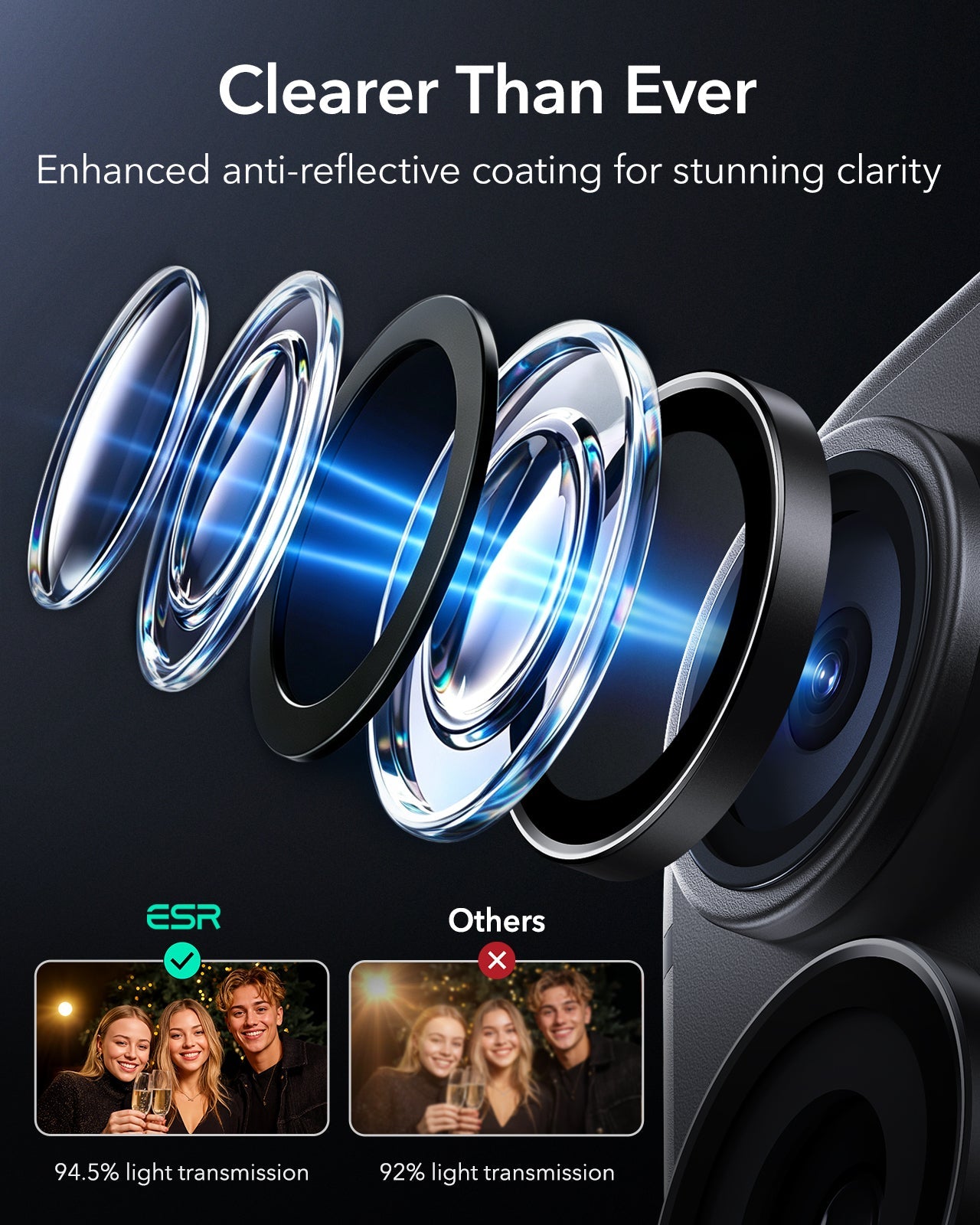 ESR Black iPhone 18 Pro/Pro Max Armorite Camera Lens Protector Clearer Than Ever