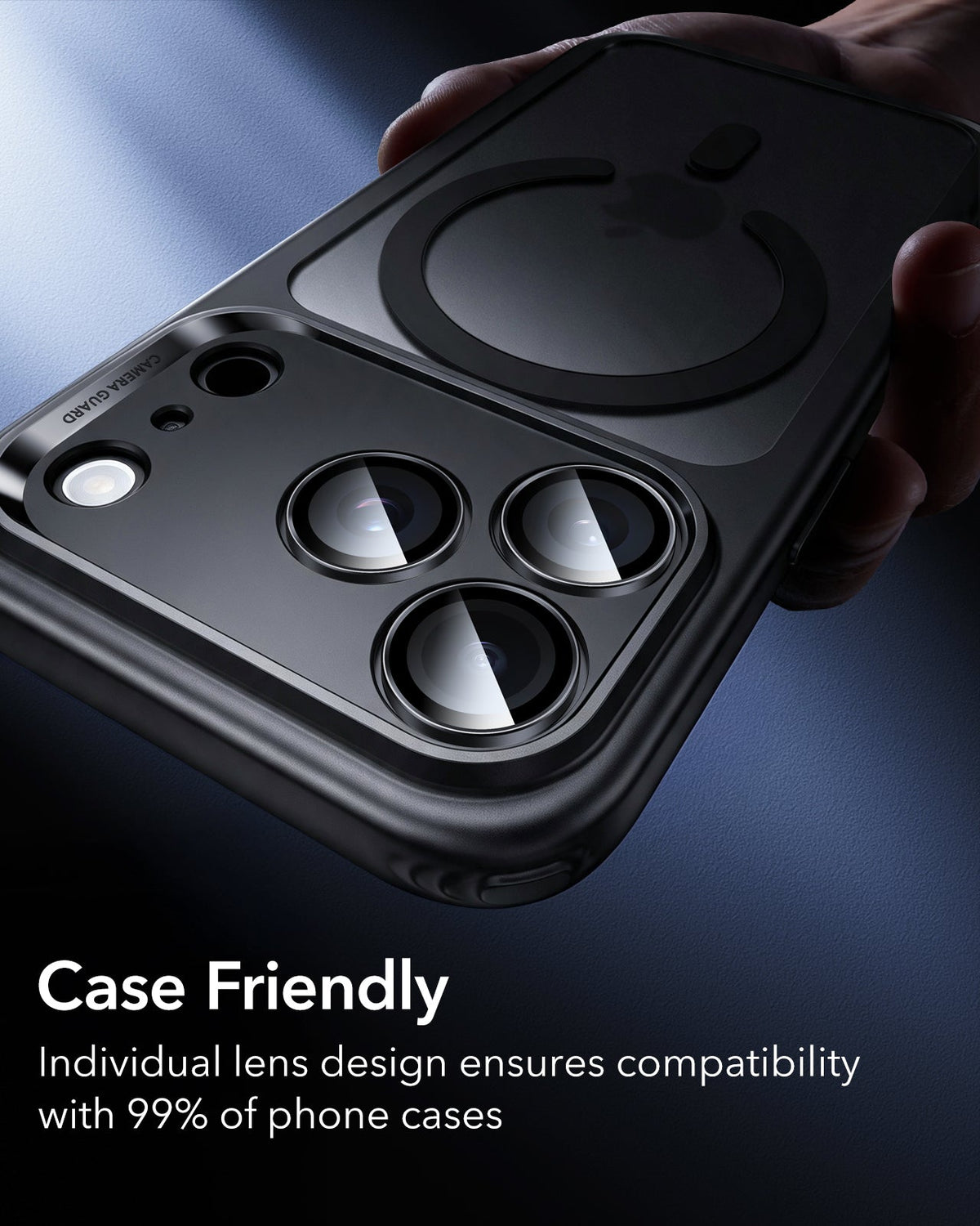 ESR Black iPhone 18 Pro/Pro Max Armorite Camera Lens Protector Case Friendly