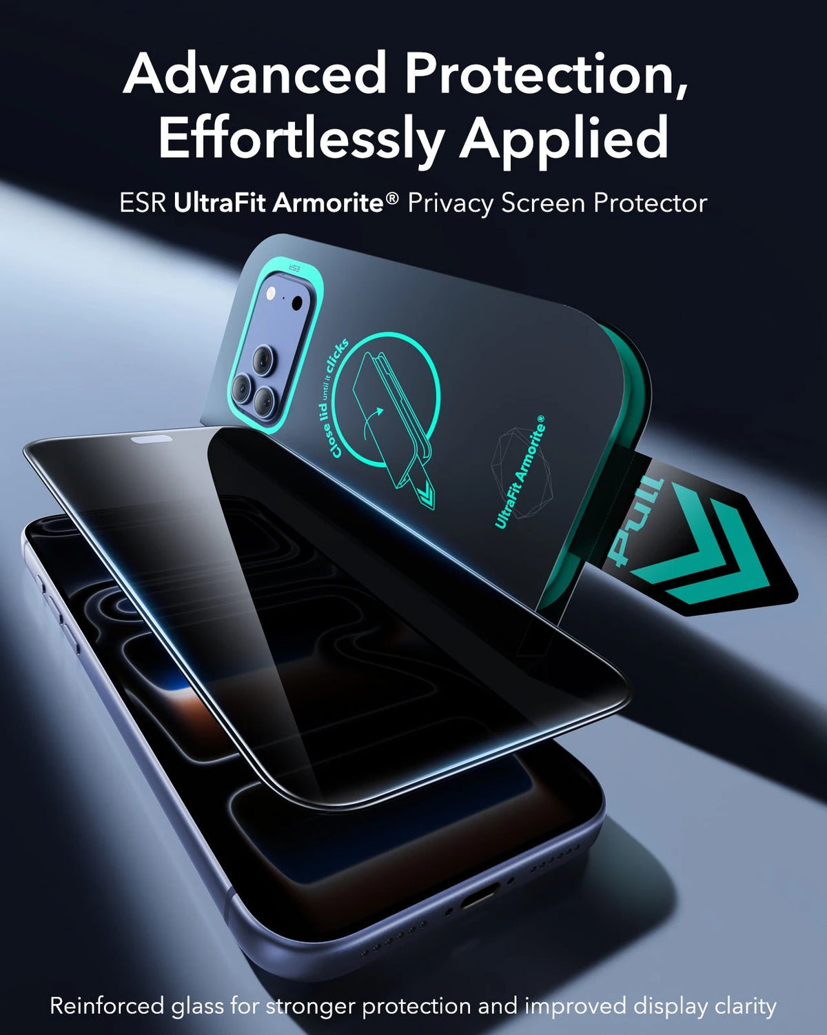 ESR iPhone 18 Pro Armorite Tempered Glass Privacy Screen Protecor Advanced Protection,  Effortlessly Applied