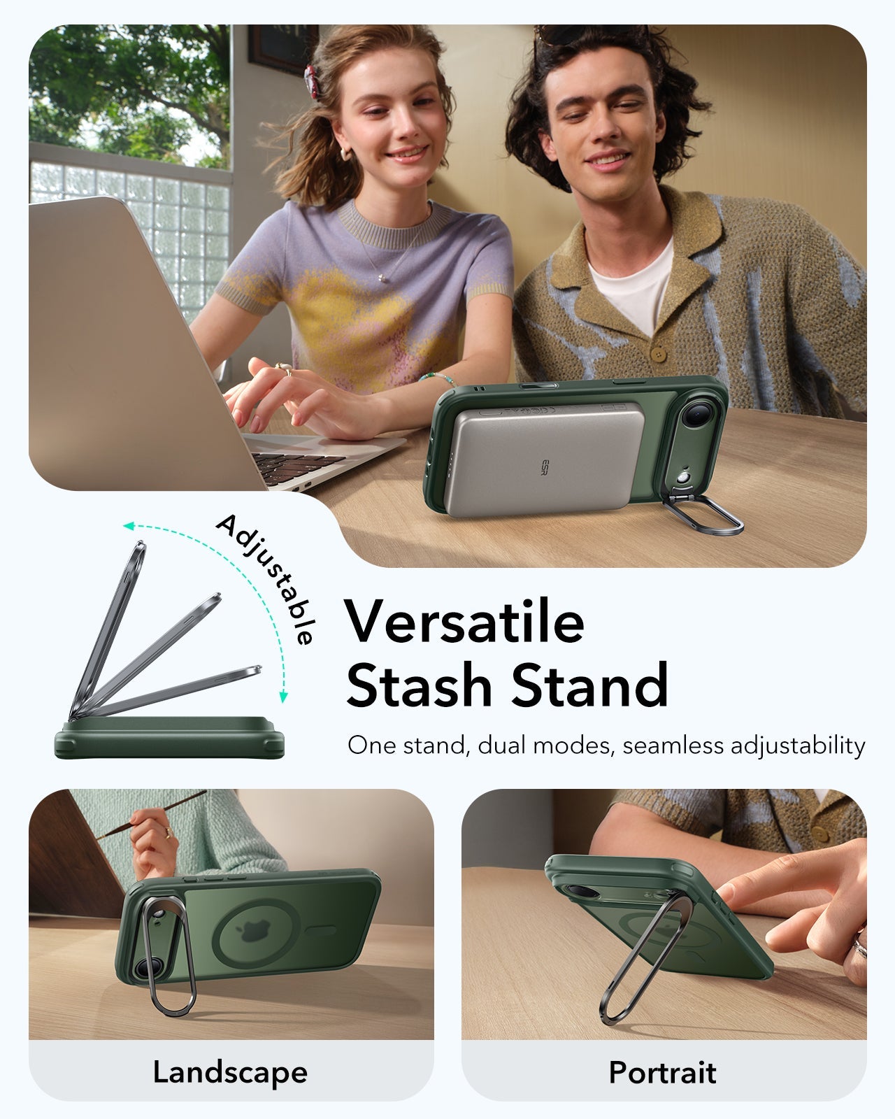 iPhone 17 Air Classic Hybrid Magsafe Case Frosted Green Versatile Stash Stand